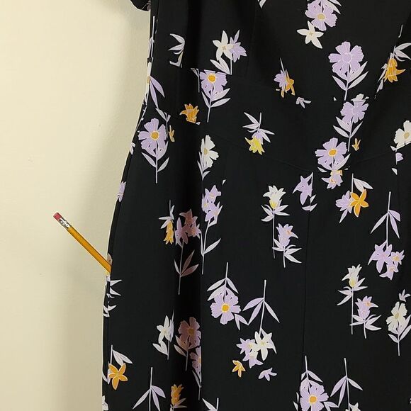 Lane Bryant Lena Flutter Sleeve Black Floral Jumpsuit NWT Size 16 - Picture 5 of 12